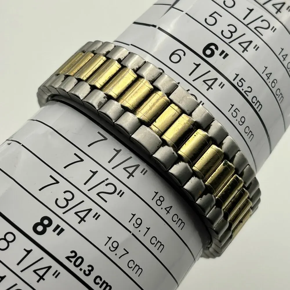 Timex Two-tone Men’s Easy Reader Watch Stretch Band Working New Battery
